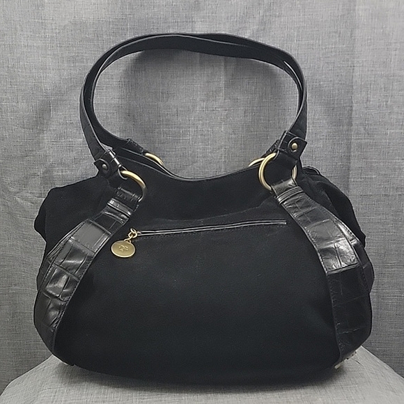 Donald J Pliner "Tahoe" Black Suede Leather Hobo Satchel Shoulder Bag - Picture 1 of 13